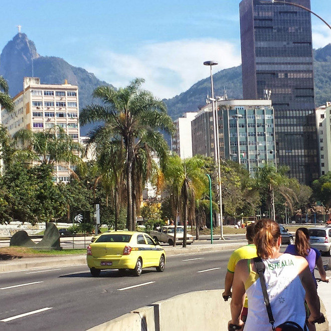 Linnie riding in Rio