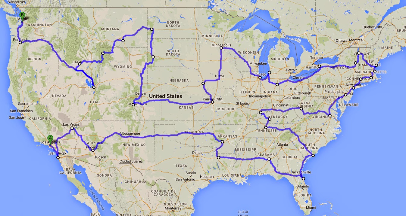USA roadtrip map