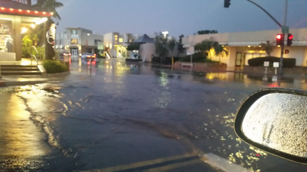 Pouring rain in San Diego