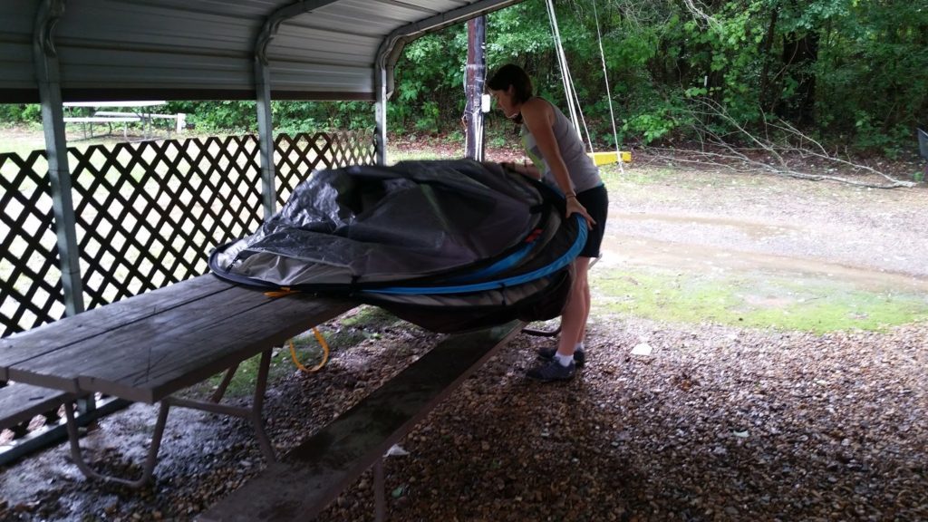 Unpacking tent Louisiana