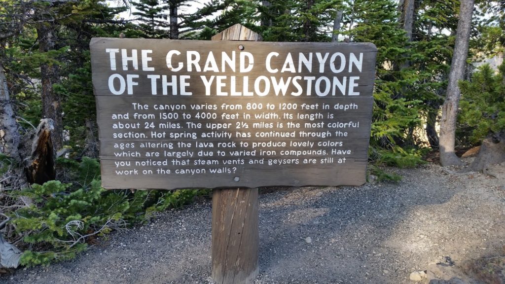 Yewllowstone Grand Canyon sign