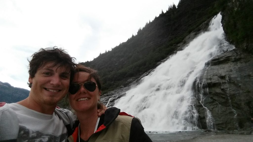 Us at a waterfall