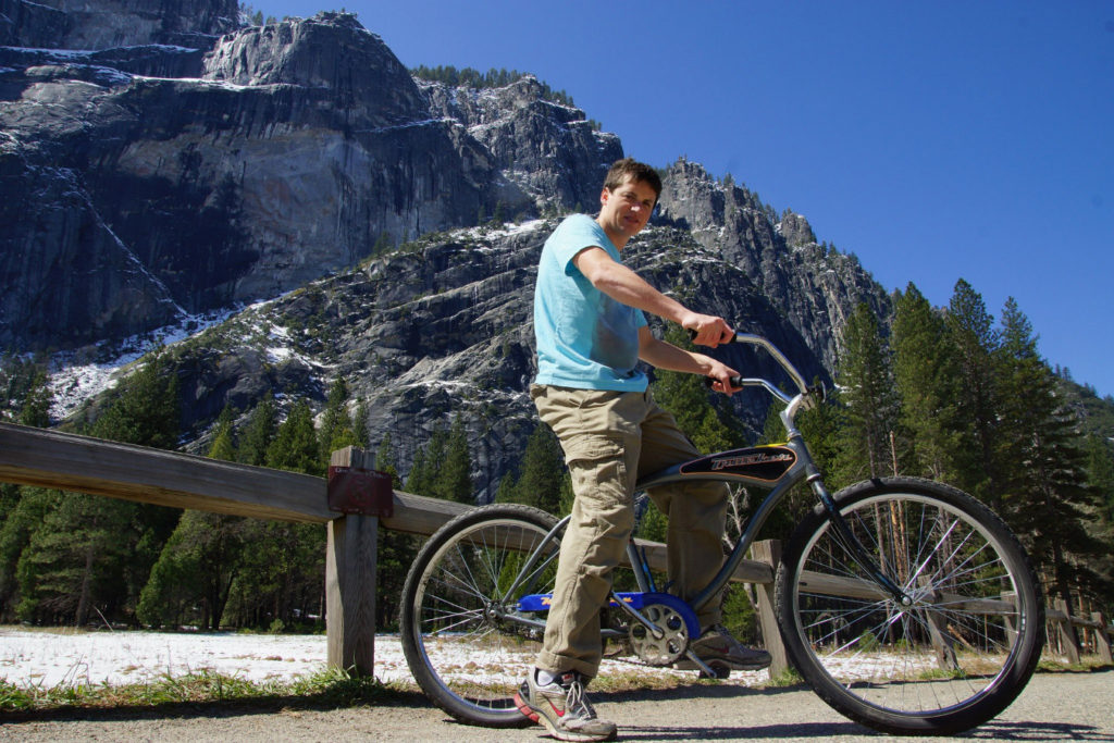 Adam bike riding at Yosemite