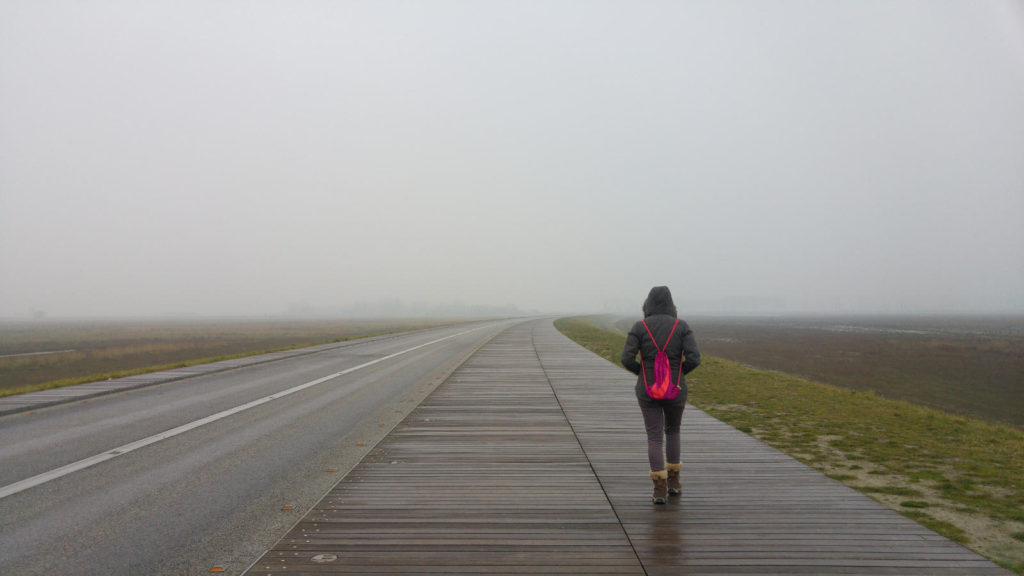 Linnie walking in Normandy