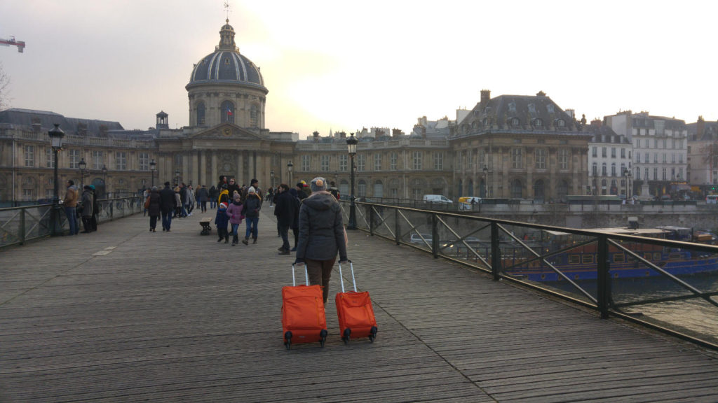 Paris luggage walking