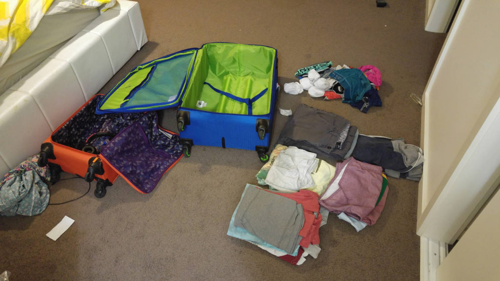 USA suitcase packing