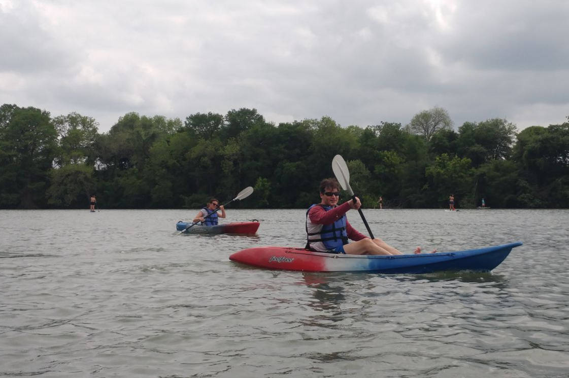 Adam kayaking