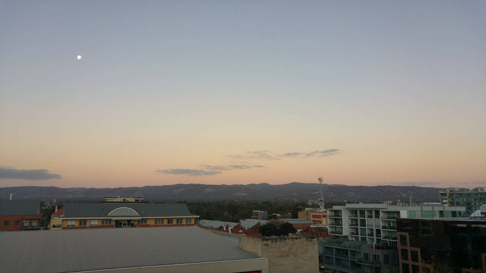 Adelaide skyline view with Moon