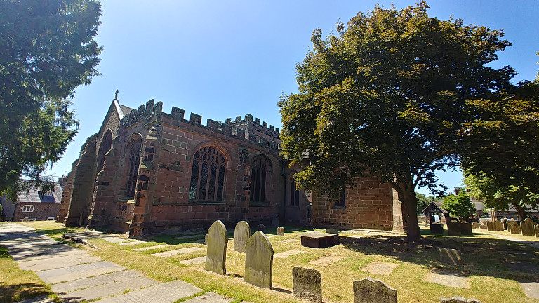 Outside the church