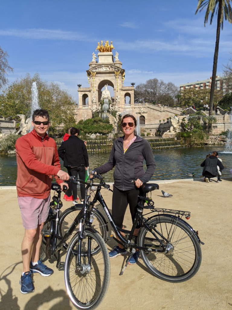 Barcelona bikes at fountain